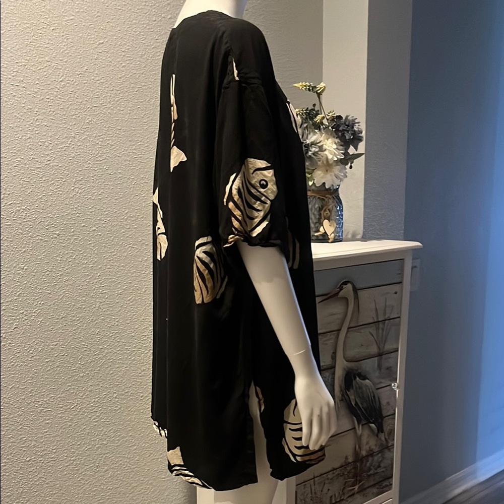 Throwback from the day vintage Black Fish Print Swim Coverup,  beach to brunch